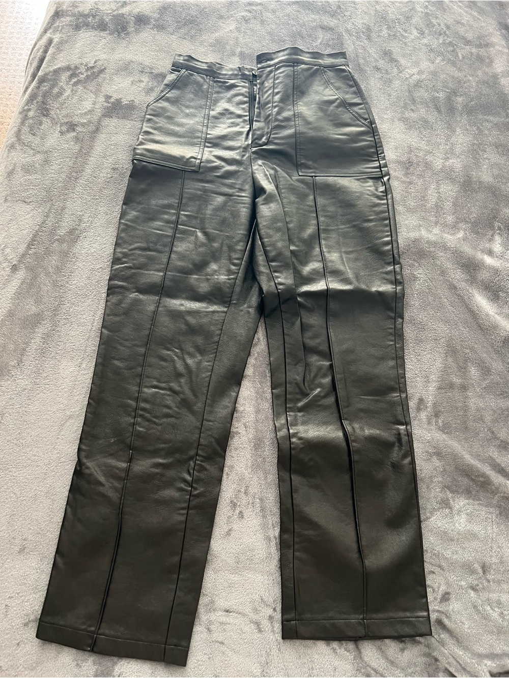 Princess Polly Black Faux Leather High-Waist Pants